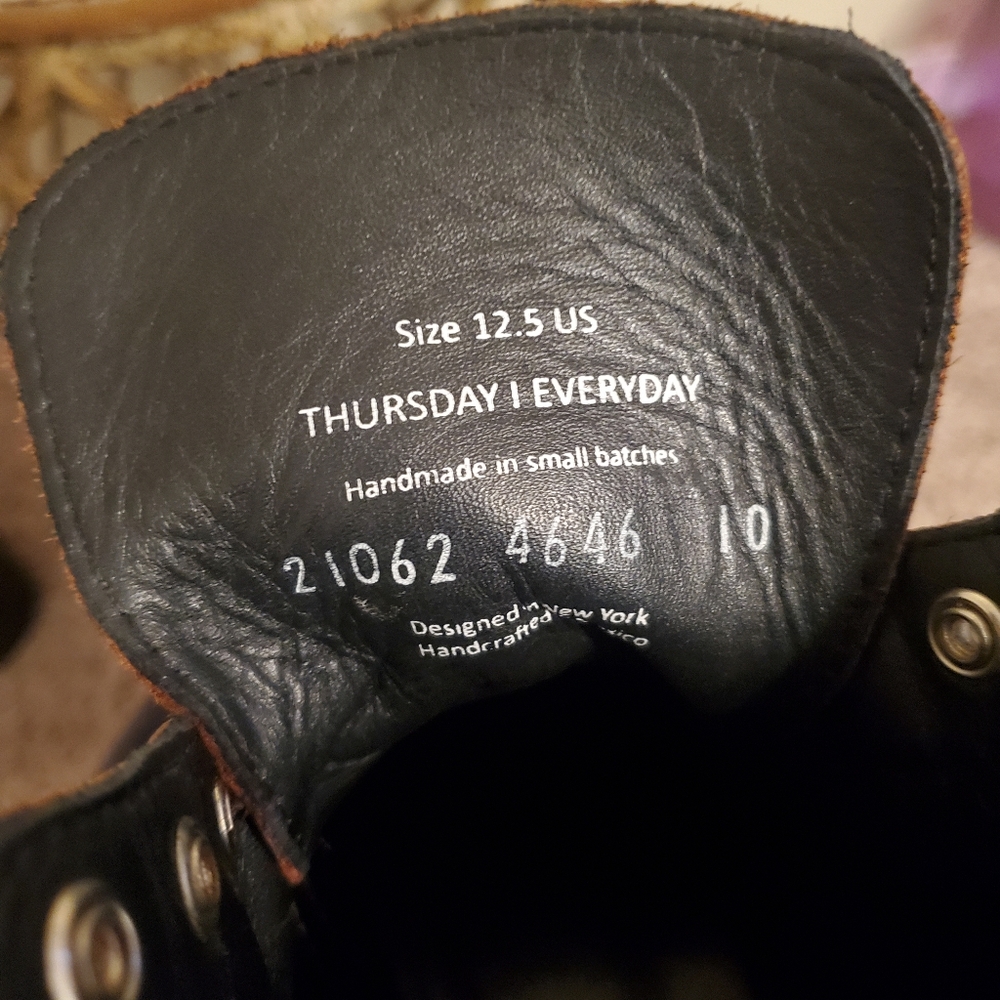 THURSDAY BOOT CO. Captain Cap Toe Arizona Adobe Leather Lace-Up Ankle Boots 12½ - Picture 10 of 11